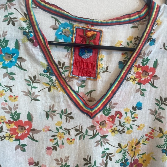 Johnny Was floral print white cotton blouse Small - Picture 5 of 5